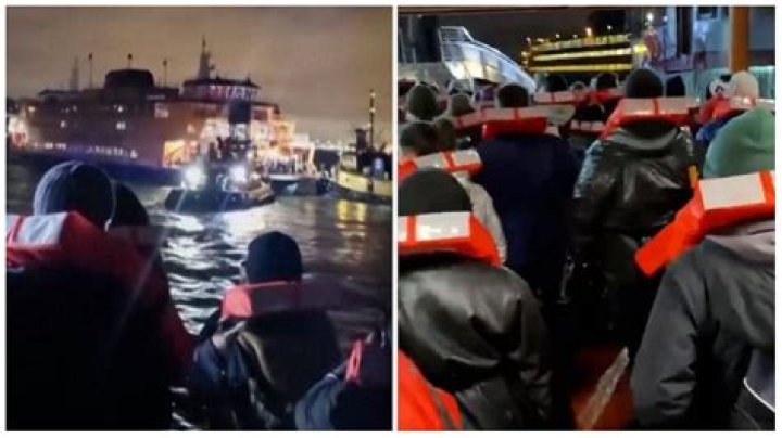 
Video shows hundreds of passengers being evacuated as fire breaks out on Staten Island Ferry 